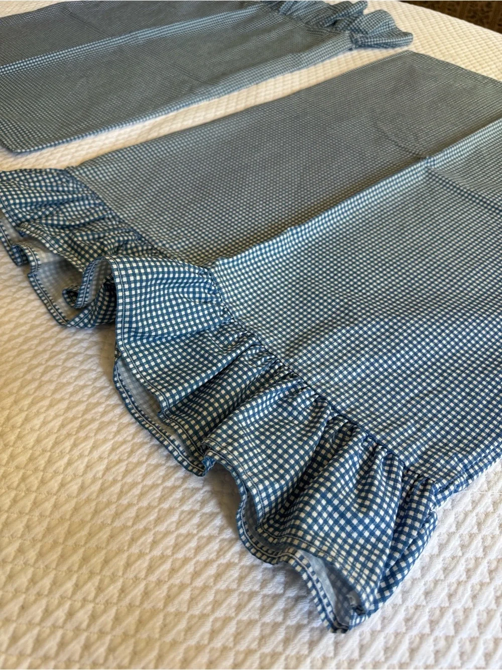 Two Ralph Lauren Blue Gingham Twin Comforters and Pillowcases